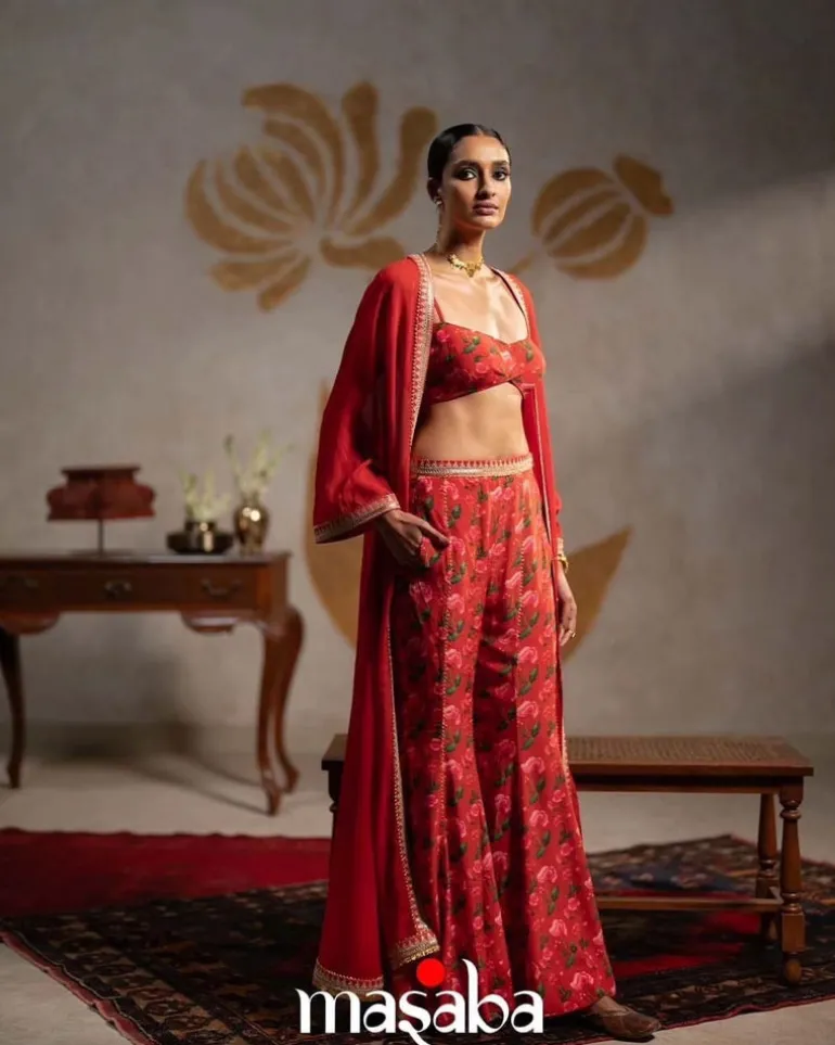 Red Rain Lily Cape Set