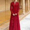 Red Sequins Embroidered Kurta Sharara Set