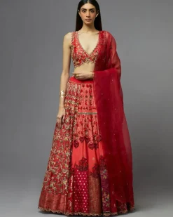Red Silk Lehenga Set