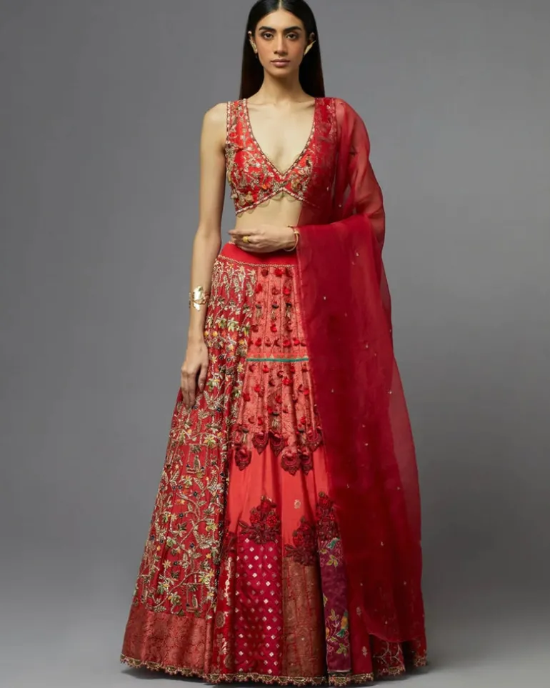 Red Silk Lehenga Set