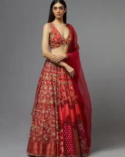 Red Silk Lehenga Set