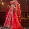 Red Wave Floral Lehenga Set