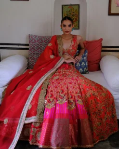 Red Zari Lehenga Set
