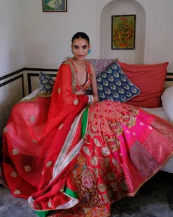 Red Zari Lehenga Set