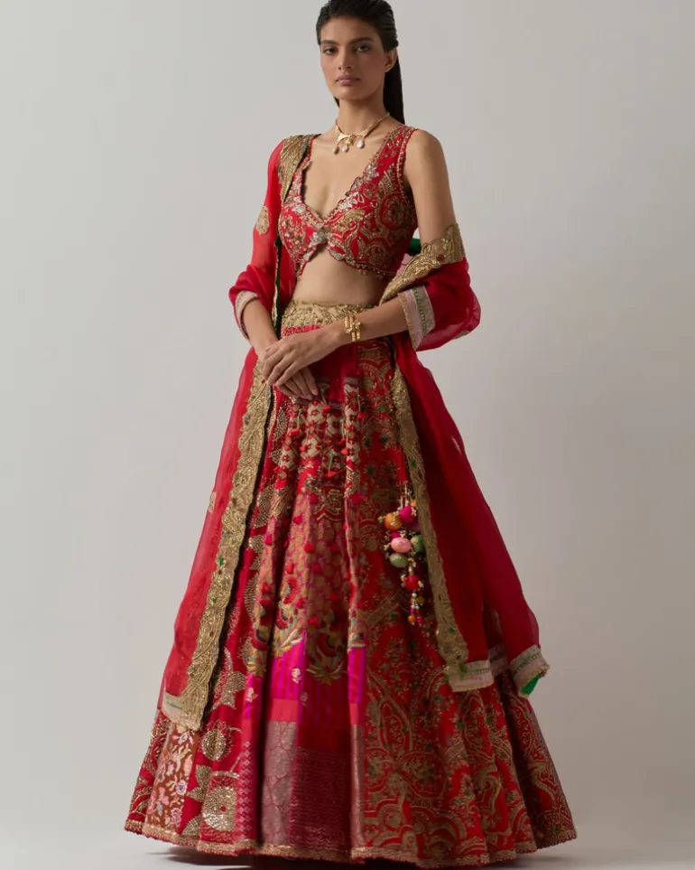 Red Zari Lehenga Set
