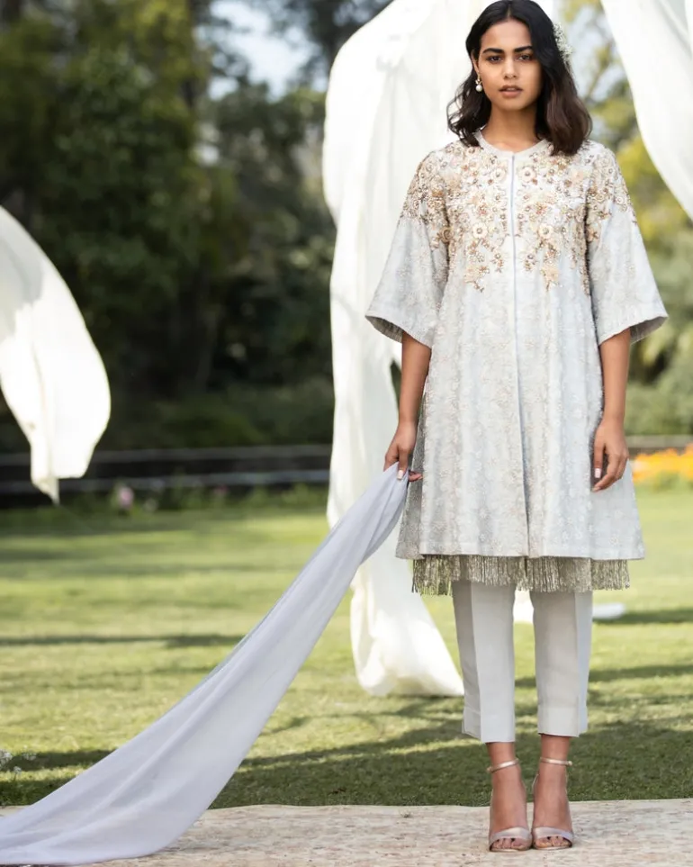Resham And Bead Work Jacket Set