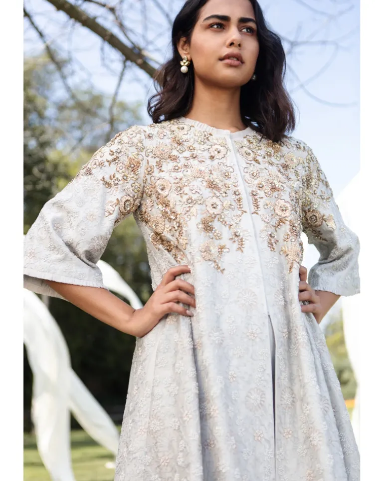 Resham And Bead Work Jacket Set