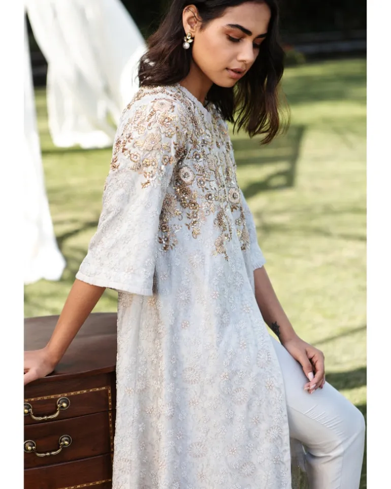 Resham And Bead Work Jacket Set