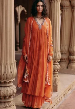 Resplendent Orange Anarkali Set