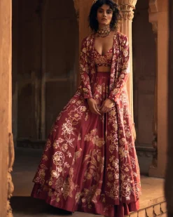 Romantic Pair Of Bird Lehenga Set