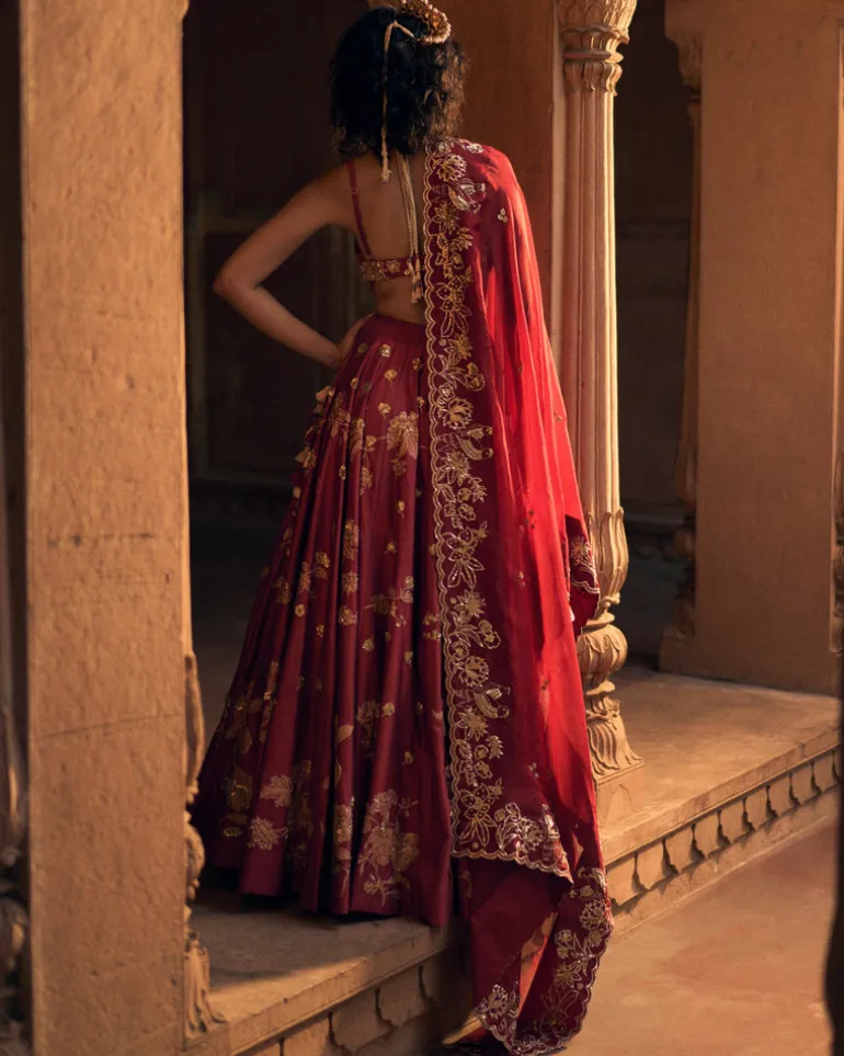 Romantic Pair Of Bird Lehenga Set