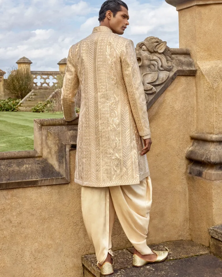 Rose Gold Embroidered Sherwani Set