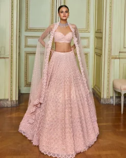 Rose Gold Pearl Drop Lehenga Set