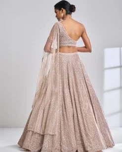 Rose Gold Pearl Lehenga Set