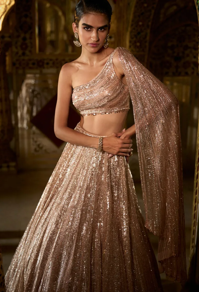 Rose Gold Sequin Lehenga Set
