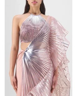Rose Metallic Cording Skirt Set
