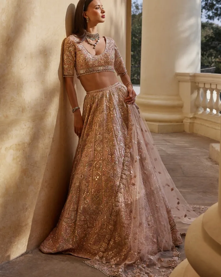 Rose Pink Mirror Lehenga Set