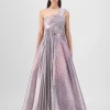 Rose Strata Micro Pleated Structured Bodysuit And Skirt Set