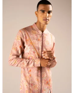 Rose Versailles Cotton Linen Zipper Kurta Pyjama Set