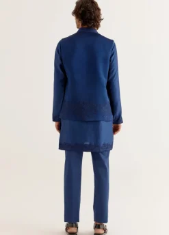 Royal Blue Dori Embroidered Kurta And Bandi Set