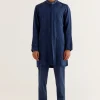 Royal Blue Front-Open Kurta Set