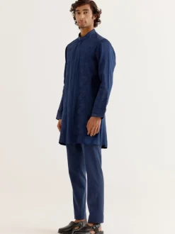 Royal Blue Front-Open Kurta Set