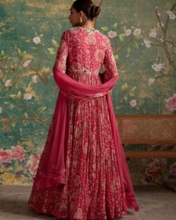 Royal Fuchsia Print Flair Anarkali Set