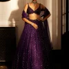 Royalty Purple Crystal Embroidered Lehenga Set