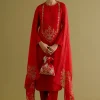 Ruby Red Dori And Sequins Embroidered Kurta And Dhoti Set