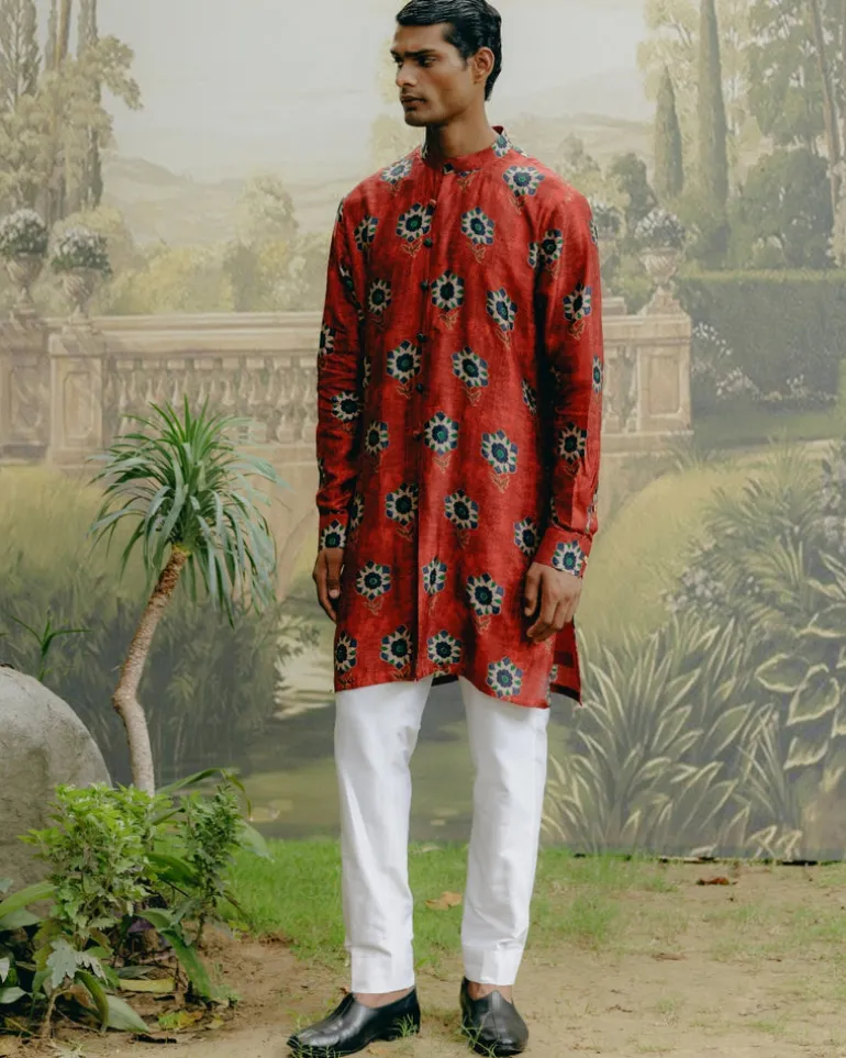 Ruby Red Printed Kurta Set