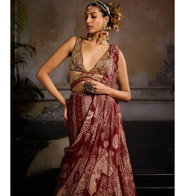 Ruby Siren Sari Set