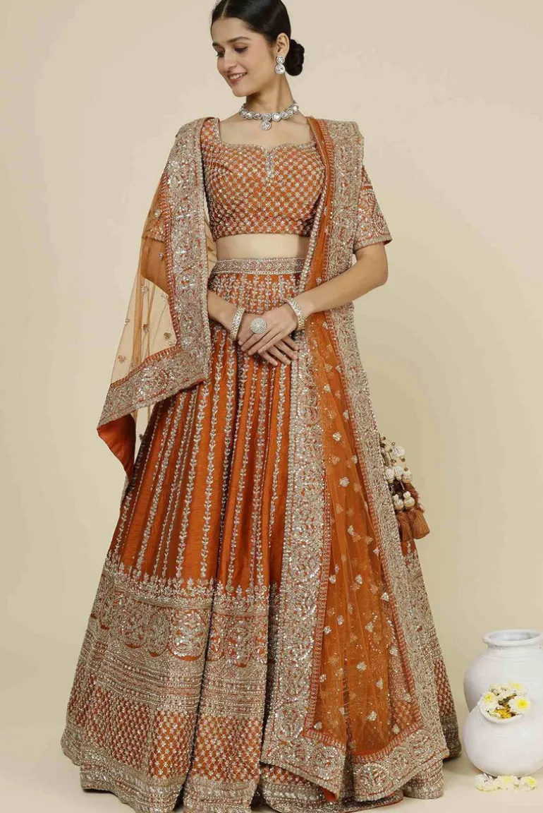 Rust Aster Lehenga Set