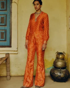 Rust Bandhej Co-Ord Set
