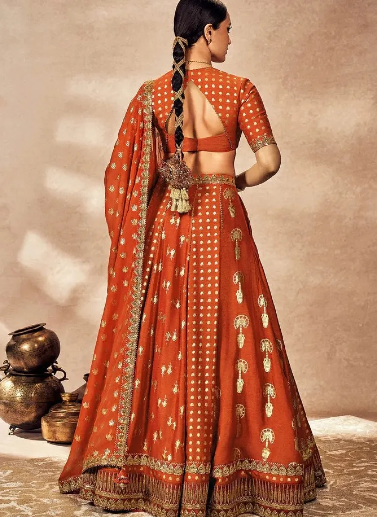 Rust Foil Lehenga Set