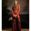 Rust Leaf Print Jacket Set
