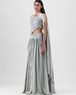 Sage Corded Coral Lehenga Set