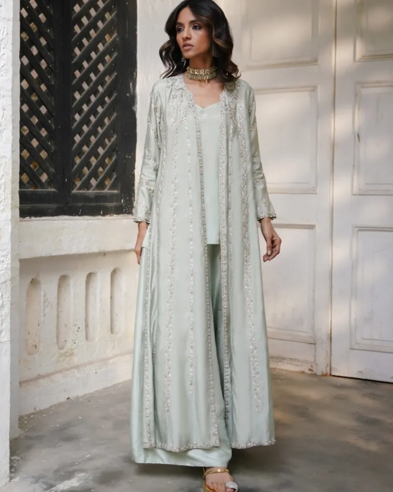 Sage Green Embroidered Borgia Set