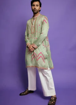 Sage Green Gurfateh Pirzada Kurta Set
