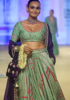 Sage Green Johari Heritage Lehenga Set