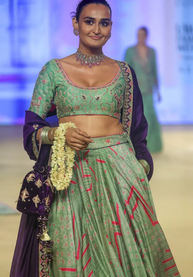 Sage Green Johari Heritage Lehenga Set