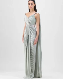 Sage Mineral Plisse Gown