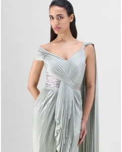 Sage Mineral Plisse Gown