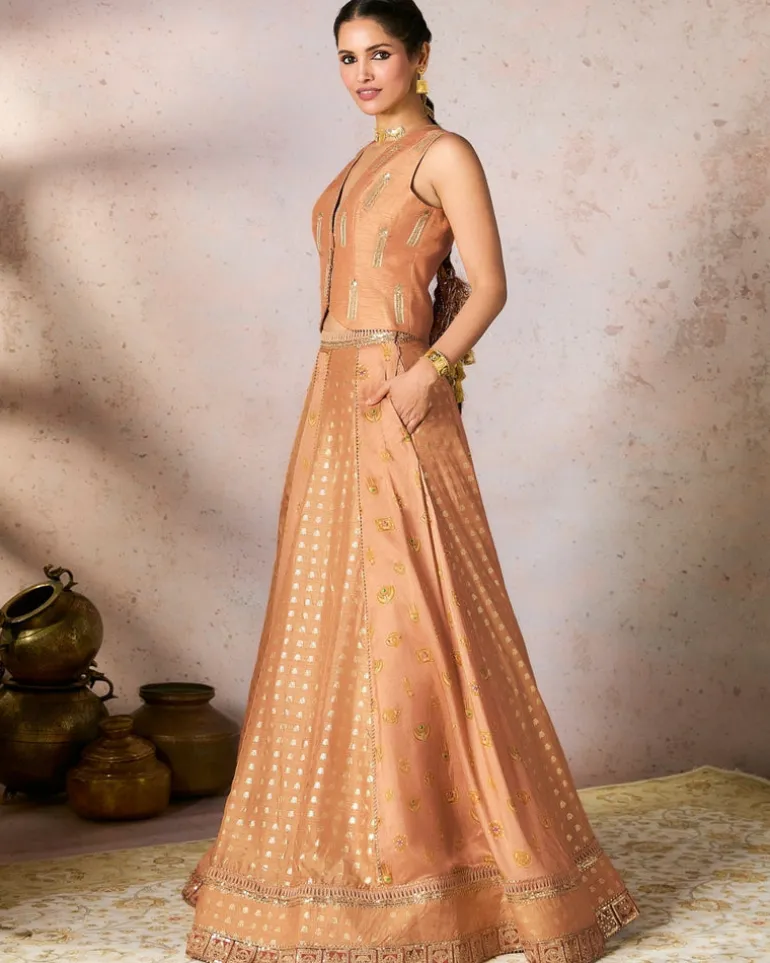 Salmon Trinkets Lehenga Set