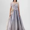 Sand Structured Corded Coral Gown
