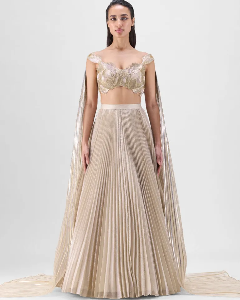 Sand Structured Metallic Lehenga Set