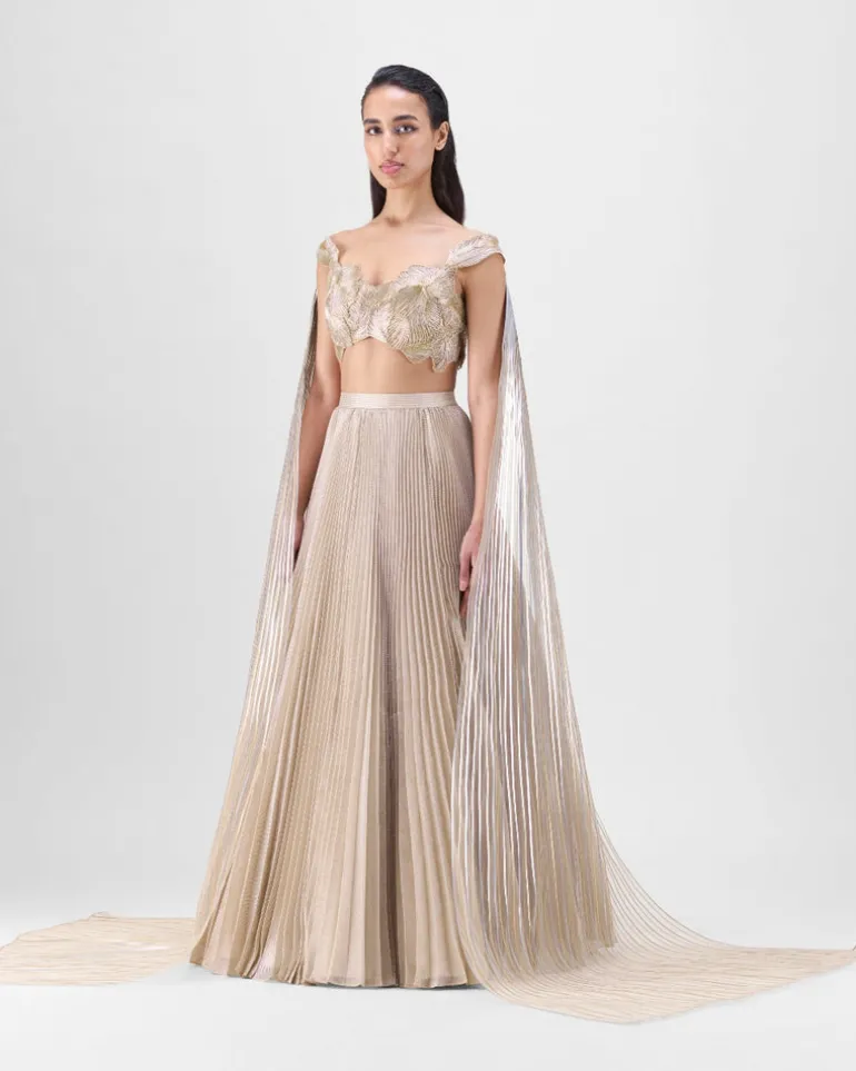 Sand Structured Metallic Lehenga Set