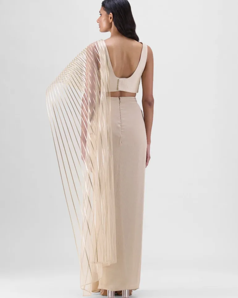 Sand Structured Pallu Sari Set