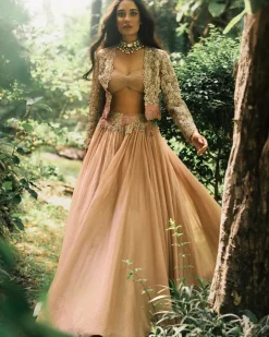 Sandy Nude Lisa Jacket And Lehenga Set