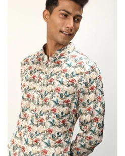 Scarlet Sage Ivory Printed Kurta Set