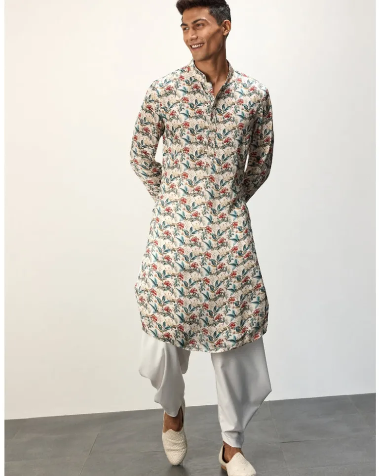 Scarlet Sage Ivory Printed Kurta Set